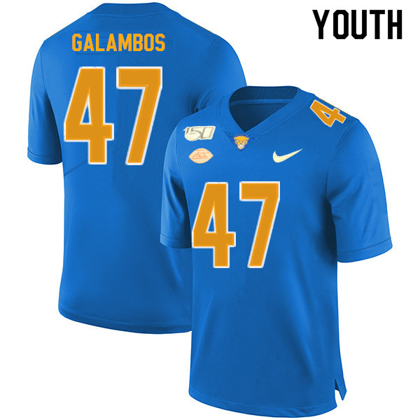 2019 Youth #47 Matt Galambos Pitt Panthers College Football Jerseys Sale-Royal